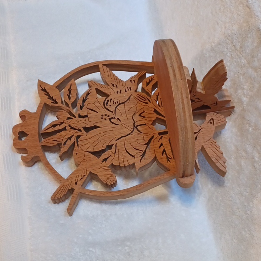 Handcrafted wooden shelf hummingbird design unfinished shelf